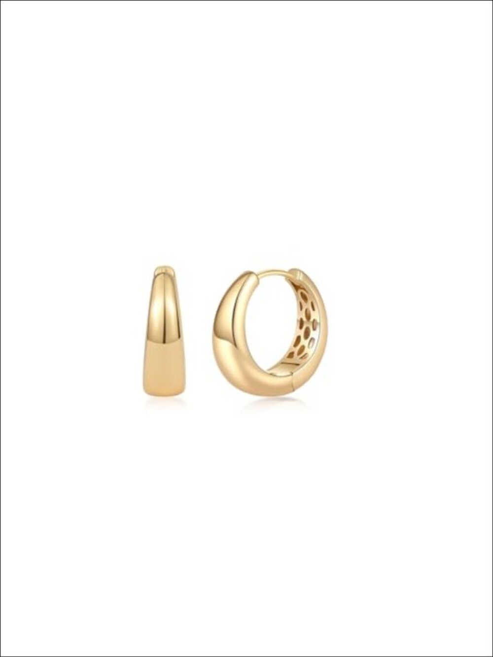 14K Gold Plated Chunky Teardrop Huggie Hoop Earrings Lightweight